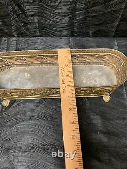 Vtg Rare 14 Brass Planter Pot Window Plant Box Claw Footed Hollywood Regency