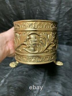 Vtg Rare 14 Brass Planter Pot Window Plant Box Claw Footed Hollywood Regency