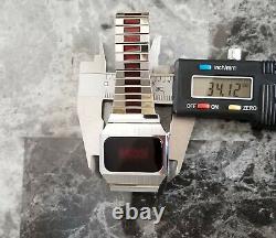 Working Vintage 1977 Timex SSQ 202 LED Watch Box and Papers Rare Cylon Bracelet