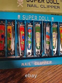 12 Rares Super Doll Nail Clippers 1970's Dead Stock Full Box Vintage Jamais Utilisé