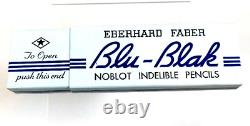 12 Vintage Eberhard Faber Blu-blak Noblot Crayons Endéliables En Boîte Rare Nouveau