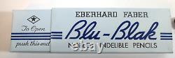 12 Vintage Eberhard Faber Blu-blak Noblot Crayons Endéliables En Boîte Rare Nouveau