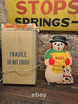 1952 Noma Light Up Snowman Avec Boîte Illuminée 19 Vintage Rare Chien De Travail