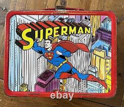 1967 Superman Vintage Boîte À Lunch En Métal Rare DC Comics