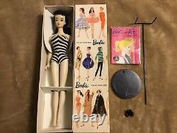 # 3 Vintage Brunette Ponytail Barbie, Rare Eyeliner Bleu, R Box, R Support, Livret