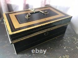 Ancien Vintage Victorien Rare Made In England Cash Box Safe Till