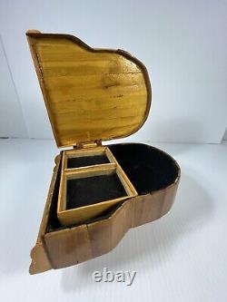 Ancienne boîte à bijoux en bois en forme de grand piano fait main, rare pour musicien