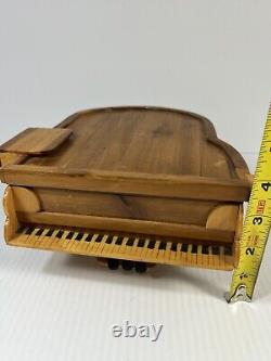 Ancienne boîte à bijoux en bois en forme de grand piano fait main, rare pour musicien