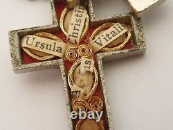 Antique Vintage Cross Reliquary Box Pendant Relics Saint Apostles Rare! C'est Pas Vrai. 516