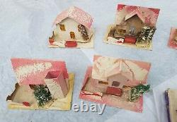Avec Box Vintage Putz Christmas Village Avec Santa & Sleigh Reindeer Church Rare