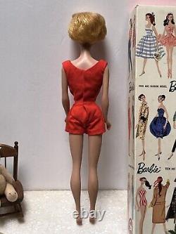 Barbie #850 Blonde Fraise Bubble Coupe Avec Boîte 1959 Rare Vintage Barbie Japon
