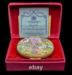 Boîte à bibelots en porcelaine émaillée peinte à la main Cartier Vintage RARE Paysage asiatique