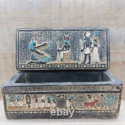 Boîte à bijoux antique pharaonique égyptienne rare avant J.-C.