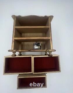 Boîte à bijoux commode en bois florentin vintage rare avec 3 tiroirs