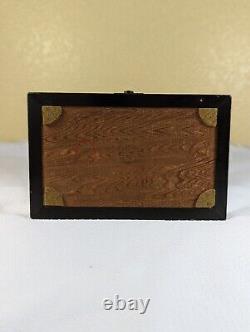 Boîte à bijoux en bois et chromée de silhouette Art Déco RARE vintage