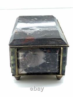 Boîte à bijoux en jaspe vintage très rare de l'URSS, pierre précieuse d'Ukraine, objet de collection.