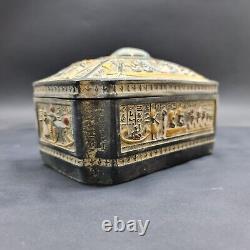Boîte à bijoux en scarabée rare Antiquités égyptiennes anciennes gravées avec des pyramides avant J.-C.