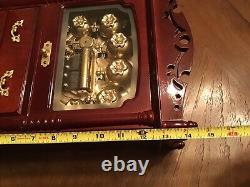 Boîte à bijoux musicale ancienne et verticale avec des abeilles et des cloches Sankyo - Cadeau rare