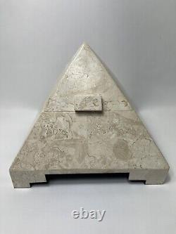 Boîte à bijoux pyramidale en marbre tessellé Vintage Renoir Post Moderne Rare