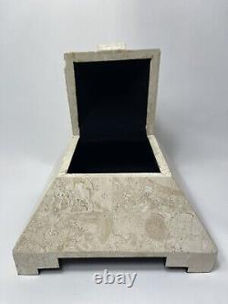 Boîte à bijoux pyramidale en marbre tessellé Vintage Renoir Post Moderne Rare