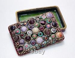 Boîte à bijoux rectangulaire en cabochon multicolore de collection rare de JAY STRONGWATER