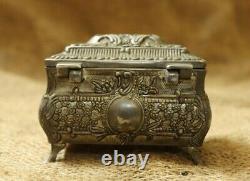 Boîte à bijoux vintage, boîte à bijoux rare, boîte charmante, boîte en métal antique