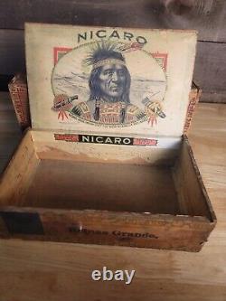Boîte à cigares en bois Nicaro vintage rare