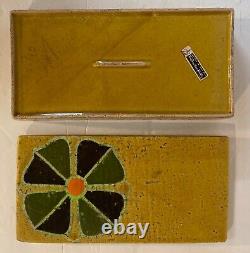 Boîte à cigarettes en céramique de fleur des années 1960 Bitossi Italie Rare Rosenthal Netter Londi MCM