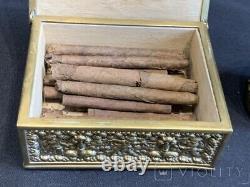 Boîte de rangement pour cigares avec briquet vintage Putti en laiton Baroque Allemagne Collection rare