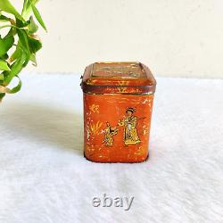 Boîte de thé publicitaire vintage japonaise des années 1920 avec graphiques rares de collection TN508