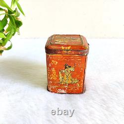 Boîte de thé publicitaire vintage japonaise des années 1920 avec graphiques rares de collection TN508