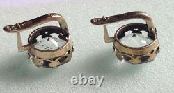 Boucles d'oreilles vintage en argent 875, cristal de roche, bijoux pour femmes, boîte dorée, rare et ancien du 20ème siècle