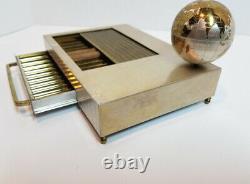 Distributeur De Cigarettes Vintage Rare 2 Tiroir World Globe Boîte De Musique En Laiton Chrome