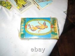 Édition rare de la boîte Tuckbox des cartes de tarot Rider Waite, bleu vintage, SANS COPYRIGHT 1971