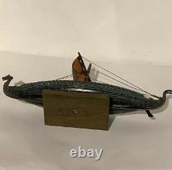 Edward Aagaard. Rare Mint Vintage Bronze Viking Dragon Navire Dans Original Box