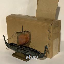 Edward Aagaard. Rare Mint Vintage Bronze Viking Dragon Navire Dans Original Box