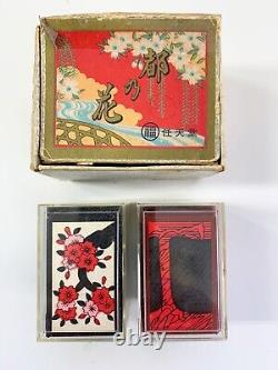 Ensemble de boîte de cartes à jouer japonaises Hanafuda Nintendo rares et vintage du Japon