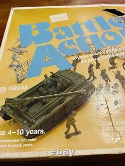 Ensemble de jeu militaire d'action de bataille vintage dans sa boîte originale rare Sears INCOMPLET WW2
