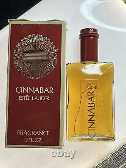 Estée Lauder CINNABAR parfum original vintage FRAGRANCE Rare Splash 2oz avec boîte