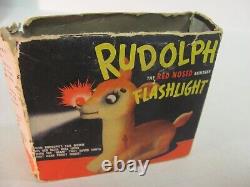 Extrêmement Rare Vintage 1939 Rudolph La Lampe De Poche Rouge De Renne Avec Boîte