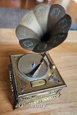 Gramophone miniature vintage de table allumeur & boîte à musique des années 1950 RARE japonaise