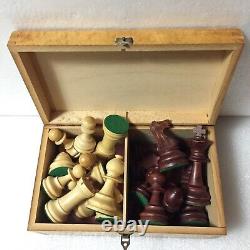 Jeu d'échecs français Chavet vintage rare avec boîte originale Taille 6, Roi 3 5/8