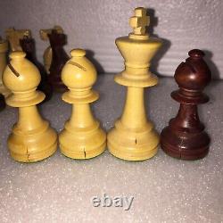 Jeu d'échecs français Chavet vintage rare avec boîte originale Taille 6, Roi 3 5/8