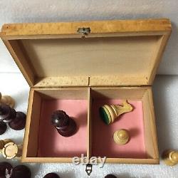 Jeu d'échecs français Chavet vintage rare avec boîte originale Taille 6, Roi 3 5/8