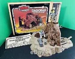 Jouet d'action rare Vintage Star Wars Dagobah avec boîte en mousse originale COMPLÈTE