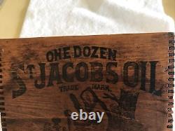 L'huile de Saint-Jacques, le grand remède contre la douleur, boîte en bois vintage rare vide de livraison