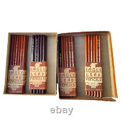 Lot de crayons EAGLE vintage RARE fiable 305, Sun 122, The Scholastic 230 avec boîte