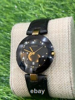 MONTRE VINTAGE RADO COUPOLE ANNÉES 1990 UNISEXE 32MM QUARTZ CÉRAMIQUE NOIRE AVEC BOÎTE RARE