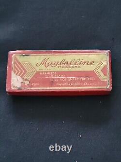 Mascara en cake Maybelline des années 1930 avec pinceau dans sa boîte originale - Rare et excellent