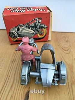 Moto Et Sidecar En Plastique Vintage (rare Avec Boîte D'origine)